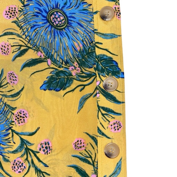 Madewell Women's 100% Silk Side-Button Skirt Painted Blooms 14 Gold Floral Chic - Picture 5 of 14